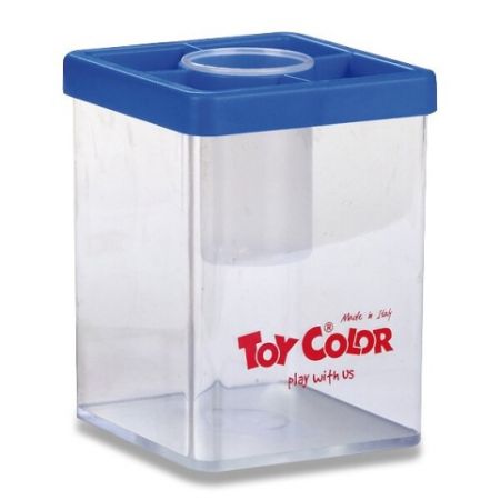 Stojánek na vodu a štětce PASUTO Toy Color transparentní s víčkem 4 barvy