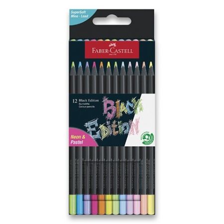 Pastelky Faber-Castell Black Edition neon, pastel, 12 barev