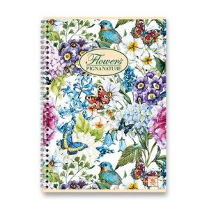 Kroužkový blok Pigna Nature Flowers A4, čtverečkovaný, 60 listů, mix motivů