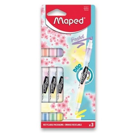 Zvýrazňovač Maped Fluo Peps Duo Pastel sada, 3 ks