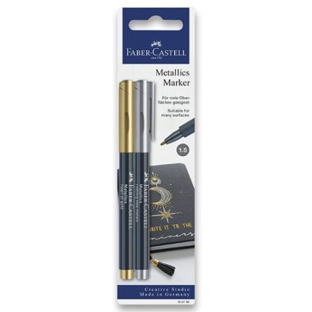 Popisovač Faber-Castell Metallics zlatá a stříbrná