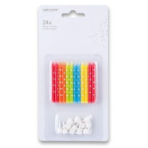 Dortové svíčky s puntíky 24 ks