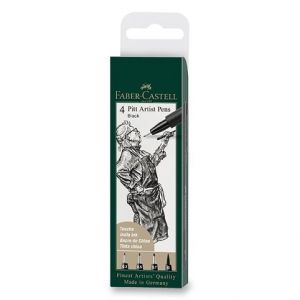Popisovač Faber-Castell Pitt Artist Pen sada 4 ks, S, F, M, B, černé