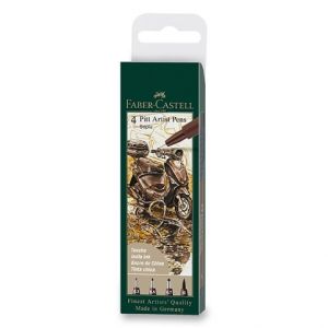 Popisovač Faber-Castell Pitt Artist Pen sada 4 ks, S, F, M, B, sepia