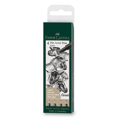 Popisovač Faber-Castell Pitt Artist Pen sada 4 ks, XS, S, F, M, černé