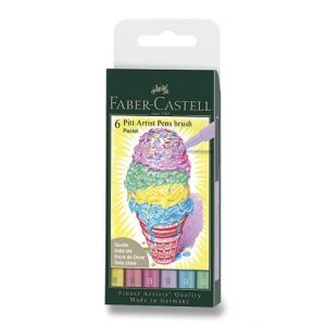 Popisovač Faber-Castell Pitt Artist Pen Brush 6 ks, pastelové barvy