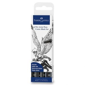Popisovač Faber-Castell Pitt Artist Pen Comic černé, 4 ks