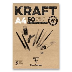 Blok Clairefontaine Brown Kraft A4, 50 listů, 120 g