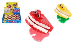 Zuby skákací na natažení plast 5cm 2 barvy