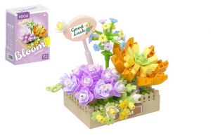 Stavebnice mini KOCO Květinové aranžmá sukulentů plast 295 dílků v krabičce 11x15x6cm