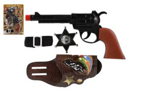 Pistole klapací s doplňky plast 22cm na kartě