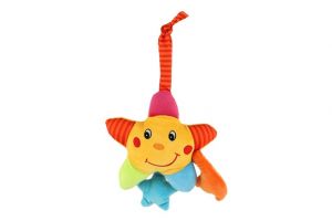 Hvězda natahovací hrací strojek plyš 18x18cm v sáčku 3m+