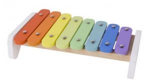 Xylofon duhový dřevo s paličkou 26cm v krabici 28x16x7cm 18m+