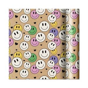 ALBI Dárkový papír Kraft - role 2 m × 70 cm - Barevní smajlíci