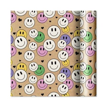 ALBI Dárkový papír Kraft - role 2 m × 70 cm - Barevní smajlíci