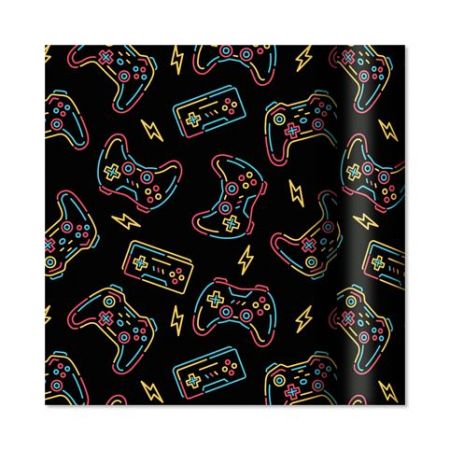 ALBI Dárkový papír - role 2 m × 70 cm - Hrací konzole na černé