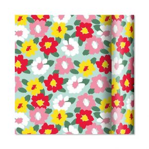 ALBI Dárkový papír - role 2 m × 70 cm - Barevné květy na mintové