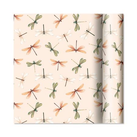 ALBI Dárkový papír - role 2 m × 70 cm - Vážky na růžové