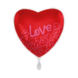 ALBI Balónek fóliový Srdce bílo-červené Love