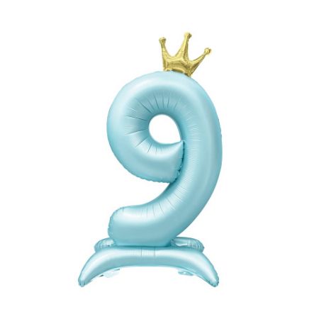 ALBI Balónek fóliový Stojící číslo 9 s korunkou světle modré 82 cm