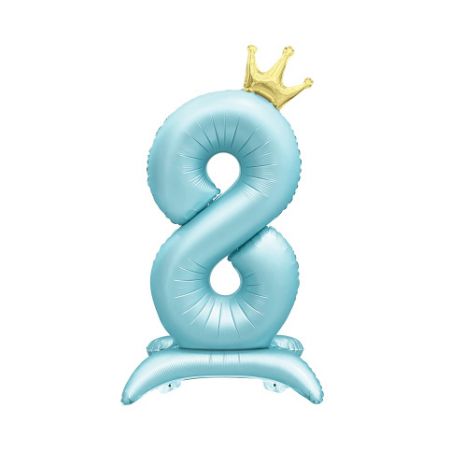 ALBI Balónek fóliový Stojící číslo 8 s korunkou světle modré 82 cm