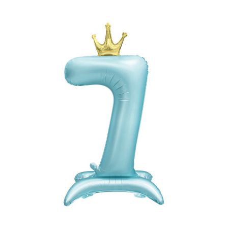 ALBI Balónek fóliový Stojící číslo 7 s korunkou světle modré 82 cm