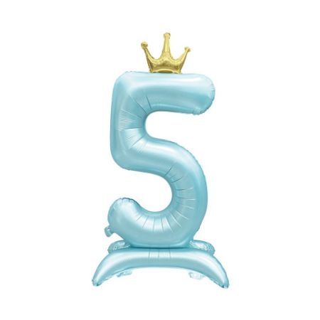 ALBI Balónek fóliový Stojící číslo 5 s korunkou světle modré 82 cm