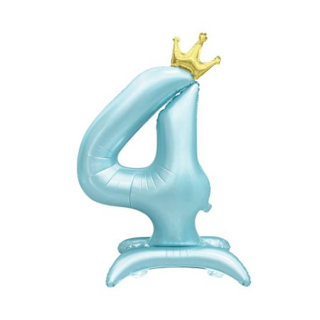 ALBI Balónek fóliový Stojící číslo 4 s korunkou světle modré 82 cm