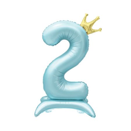 ALBI Balónek fóliový Stojící číslo 2 s korunkou světle modré 82 cm