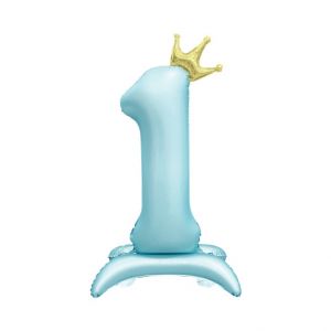 ALBI Balónek fóliový Stojící číslo 1 s korunkou světle modré 82 cm