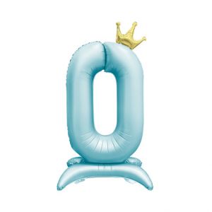 ALBI Balónek fóliový Stojící číslo 0 s korunkou světle modré 82 cm