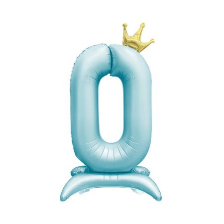 ALBI Balónek fóliový Stojící číslo 0 s korunkou světle modré 82 cm