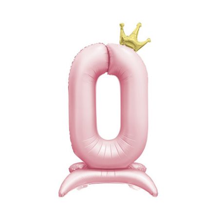 ALBI Balónek fóliový Stojící číslo 0 s korunkou světle růžové 82 cm