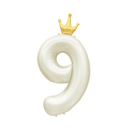ALBI Balónek fóliový 82 cm světle krémový s korunkou číslo 9