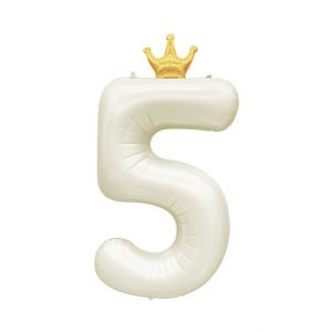 ALBI Balónek fóliový 82 cm světle krémový s korunkou číslo 5