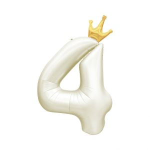 ALBI Balónek fóliový 82 cm světle krémový s korunkou číslo 4