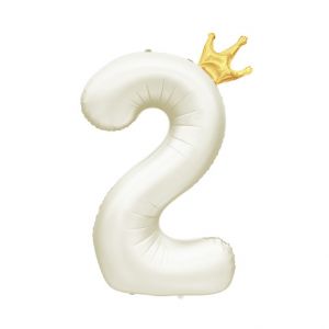 ALBI Balónek fóliový 82 cm světle krémový s korunkou číslo 2