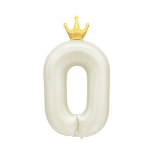 ALBI Balónek fóliový 82 cm světle krémový s korunkou číslo 0