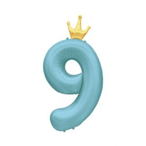 ALBI Balónek fóliový 82 cm světle modrý s korunkou číslo 9