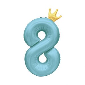 ALBI Balónek fóliový 82 cm světle modrý s korunkou číslo 8
