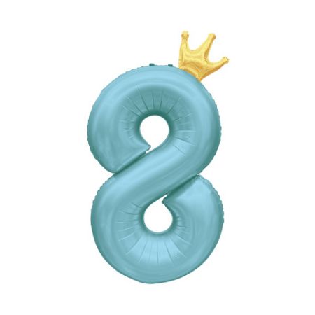 ALBI Balónek fóliový 82 cm světle modrý s korunkou číslo 8