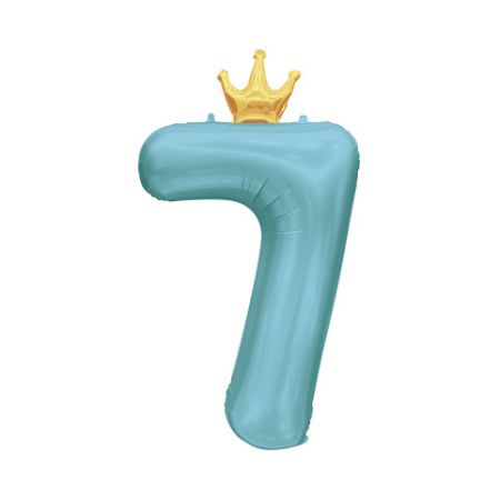 ALBI Balónek fóliový 82 cm světle modrý s korunkou číslo 7