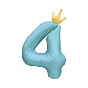 ALBI Balónek fóliový 82 cm světle modrý s korunkou číslo 4