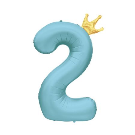 ALBI Balónek fóliový 82 cm světle modrý s korunkou číslo 2