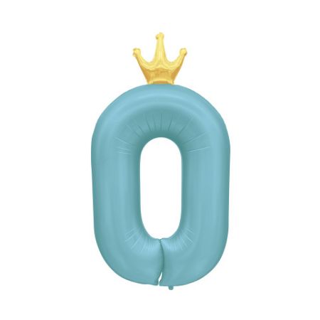 ALBI Balónek fóliový 82 cm světle modrý s korunkou číslo 0