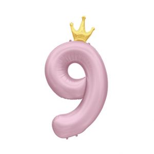 ALBI Balónek fóliový 82 cm světle růžový s korunkou číslo 9