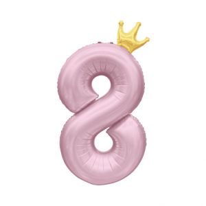 ALBI Balónek fóliový 82 cm světle růžový s korunkou číslo 8
