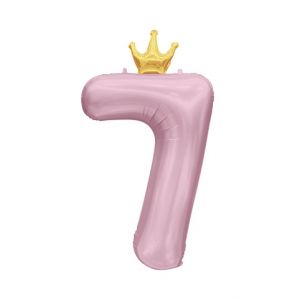 ALBI Balónek fóliový 82 cm světle růžový s korunkou číslo 7
