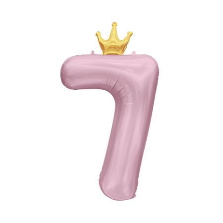 ALBI Balónek fóliový 82 cm světle růžový s korunkou číslo 7