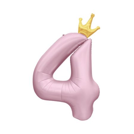 ALBI Balónek fóliový 82 cm světle růžový s korunkou číslo 4